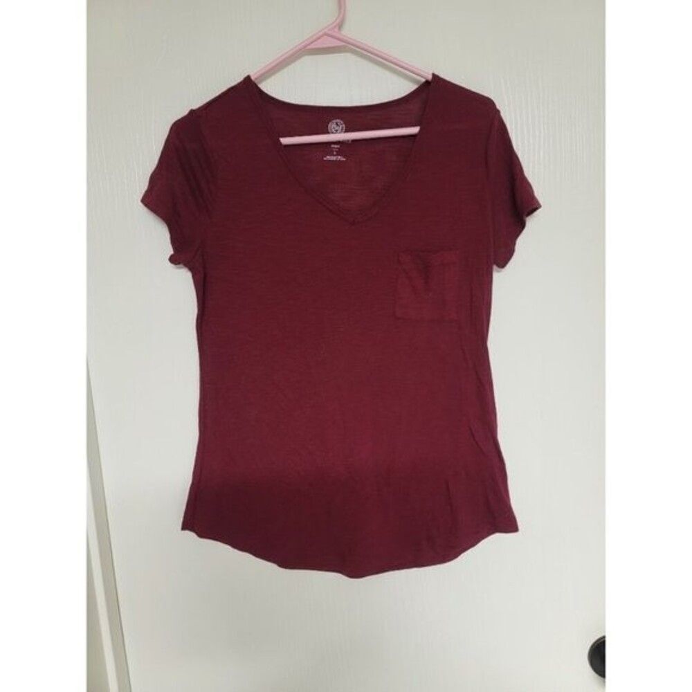 ~ womens red soft and see through v neck shirt size large